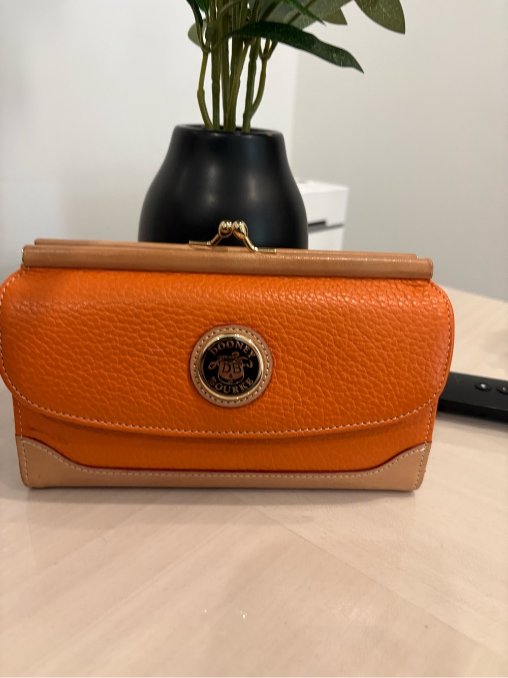 Dooney & Bourke Orange and Tan Leather Wallet